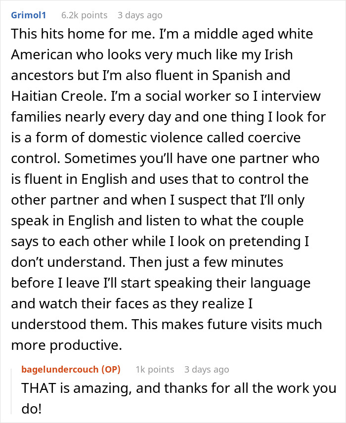 Text exchange discussing coercive control in relationships, highlighting an example of a woman confronting fat-shaming driver. Text exchange discussing coercive control in relationships, highlighting an example of a woman confronting fat-shaming driver.