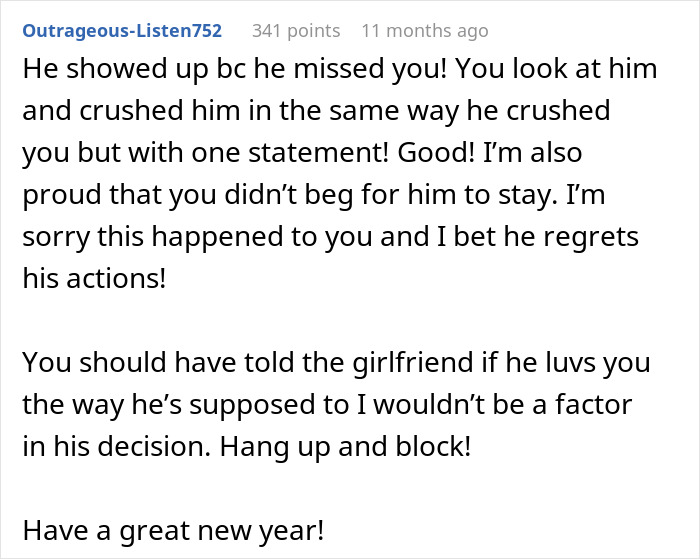 Text about ex-husband's regret after a comment from his ex-wife, highlighting emotional impact and relationship dynamics. Text about ex-husband's regret after a comment from his ex-wife, highlighting emotional impact and relationship dynamics.