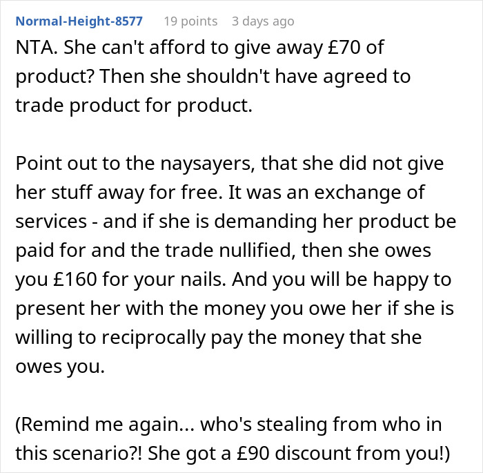 Text exchange about trading services and money disputes within a friend group. Text exchange about trading services and money disputes within a friend group.