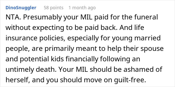 Comment about funeral costs and life insurance repayment expectations discussed. Comment about funeral costs and life insurance repayment expectations discussed.