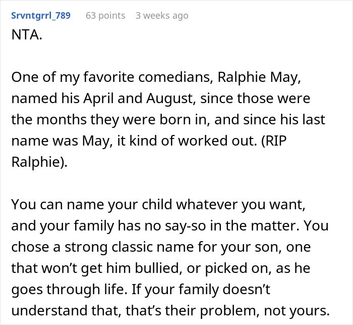 Text discussing breaking tradition in naming a baby, emphasizing parental choice over family influence. Text discussing breaking tradition in naming a baby, emphasizing parental choice over family influence.