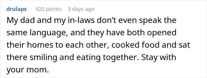 Text screenshot about in-laws bonding despite language barriers.