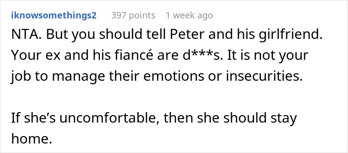 Text response criticizing an ex's demand related to a friend's housewarming party, highlighting emotional management issues. Text response criticizing an ex's demand related to a friend's housewarming party, highlighting emotional management issues.