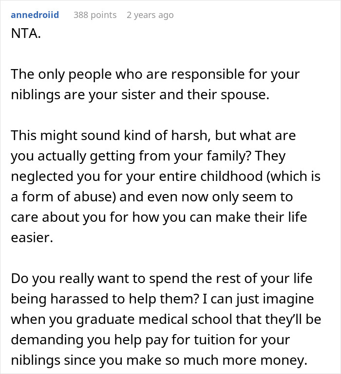 Text post discussing responsibility about babysitting sister's kids during a vacation.