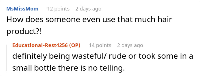 Reddit conversation about using too much hair product, featuring MsMissMom and Educational-Rest4256 comments. Reddit conversation about using too much hair product, featuring MsMissMom and Educational-Rest4256 comments.