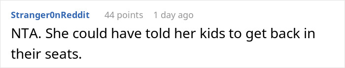 Reddit comment criticizing a mom for ignoring her child's tantrum on a plane, suggesting discipline.