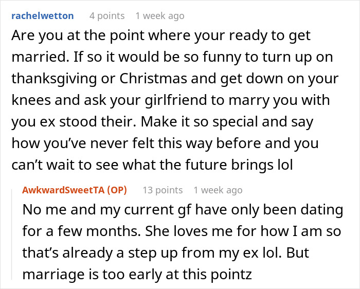 Guy seeks advice online about family inviting ex to Thanksgiving and Christmas.