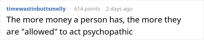 Reddit comment discussing the behavior of wealthy individuals, highlighting life serving a billionaire family. Reddit comment discussing the behavior of wealthy individuals, highlighting life serving a billionaire family.