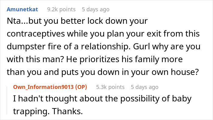 Reddit comments discussing a man's choice of toxic family over girlfriend, with concerns about relationship priorities. Reddit comments discussing a man's choice of toxic family over girlfriend, with concerns about relationship priorities.