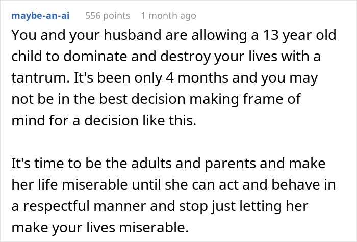 Text discussing stepdaughter's hostile behavior affecting the family dynamic. Text discussing stepdaughter's hostile behavior affecting the family dynamic.
