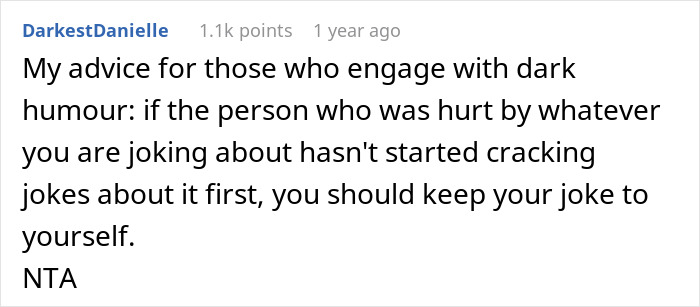 Reddit comment discussing dark humor and hurt feelings related to a bride's vanished $7,000 dream dress. Reddit comment discussing dark humor and hurt feelings related to a bride's vanished $7,000 dream dress.
