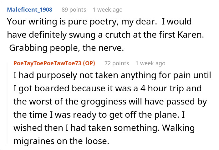 Comments discussing an incident with a Karen at an airport involving a wheelchair user. Comments discussing an incident with a Karen at an airport involving a wheelchair user.