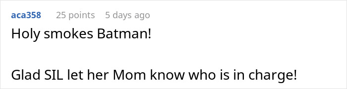 Text responses to grandma demanding heirloom crib, expressing surprise and asserting parental authority.