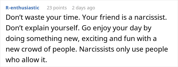 Text message advising against enabling narcissistic behavior by ignoring a friend's birthday. Text message advising against enabling narcissistic behavior by ignoring a friend's birthday.