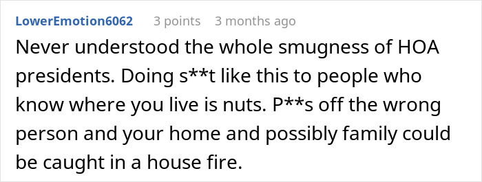 Reddit comment criticizing HOA for issuing fake violations, warning about potential backlash. Reddit comment criticizing HOA for issuing fake violations, warning about potential backlash.