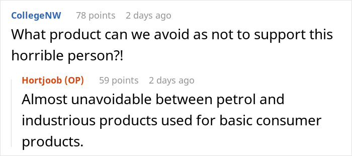 Reddit user comments discussing products and consumer ethics related to a billionaire family. Reddit user comments discussing products and consumer ethics related to a billionaire family.