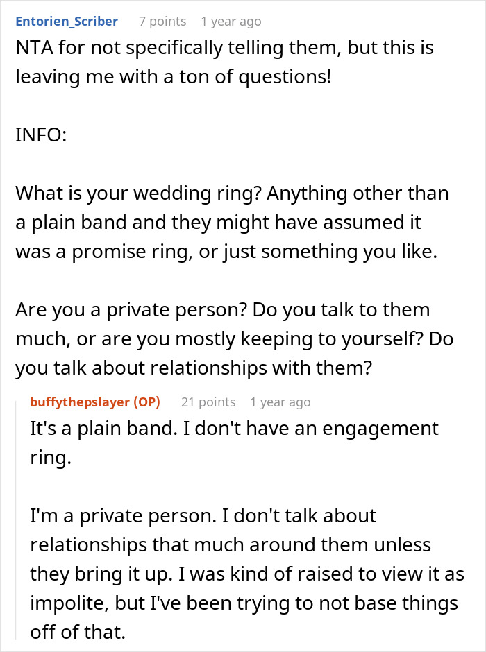 Reddit discussion on roommates uncovering a woman’s secret about her plain wedding band and her private nature. Reddit discussion on roommates uncovering a woman’s secret about her plain wedding band and her private nature.