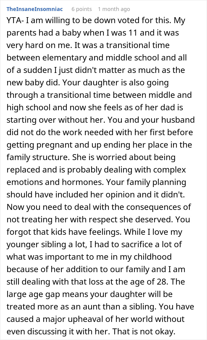Reddit comment about stepdaughter’s hostility towards baby and family dynamics. Reddit comment about stepdaughter’s hostility towards baby and family dynamics.