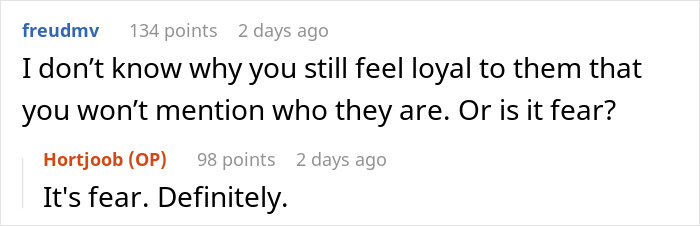 Screenshot of a discussion about loyalty and fear regarding serving a billionaire family. Screenshot of a discussion about loyalty and fear regarding serving a billionaire family.