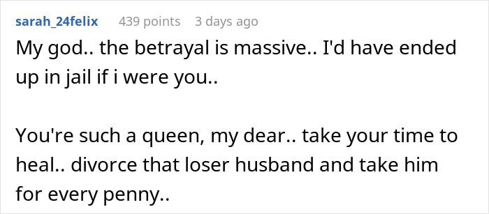 Text message about betrayal and advice on husband affair involving a neighbor's daughter.