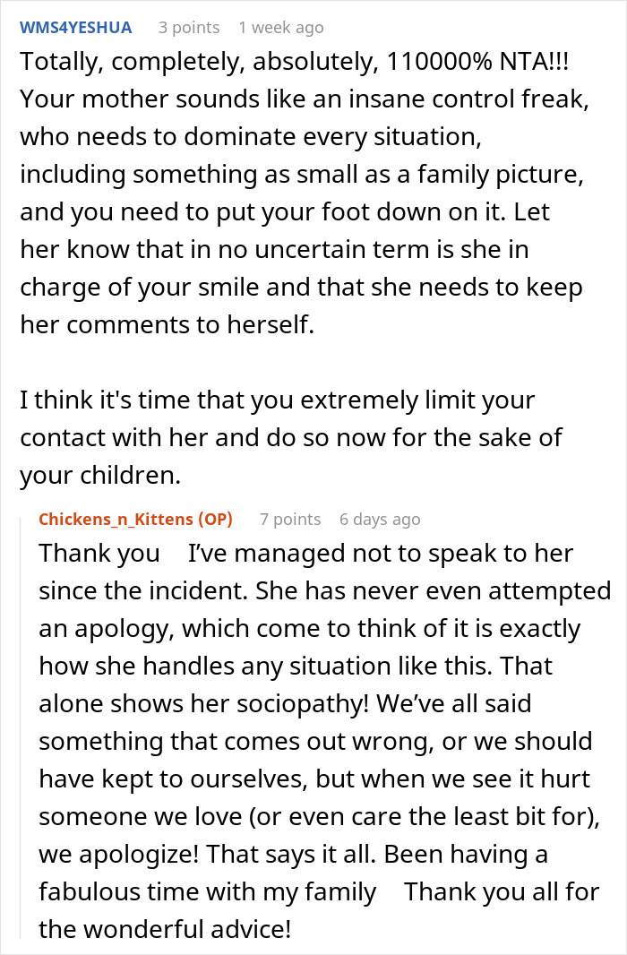 Mom Keeps Shaming Woman With Chronic Pain Smile, She Refuses To Be Part Of Family Dinner Mom Keeps Shaming Woman With Chronic Pain Smile, She Refuses To Be Part Of Family Dinner