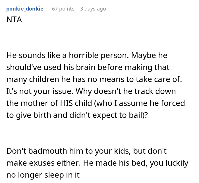 Reddit comment discussing the ethics of not giving a Christmas gift to an ex's affair child. Reddit comment discussing the ethics of not giving a Christmas gift to an ex's affair child.