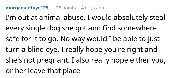 Comment about animal abuse and doubts about pregnancy in response to a baby shower post. Comment about animal abuse and doubts about pregnancy in response to a baby shower post.