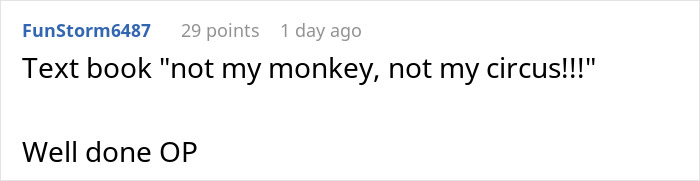 Comment discussing a woman's choice related to an alcoholic family member's drama.