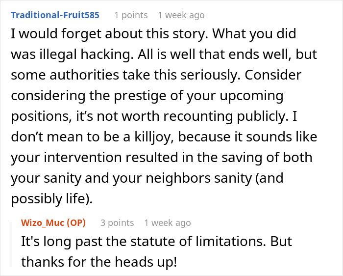 Reddit comments discussing a case involving Wi-Fi issues and hacking implications.