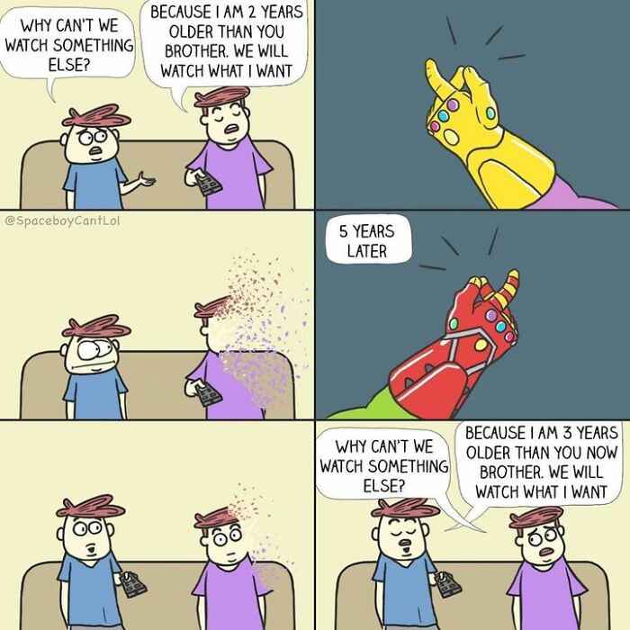 Superhero comic by SpaceboyCantLOL with a funny and dark twist on age difference and TV remote control.