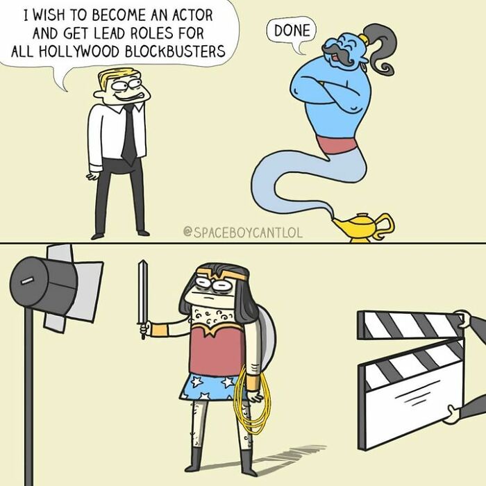 Genie grants man's wish to be lead actor in superhero comic by SpaceboyCantLOL.