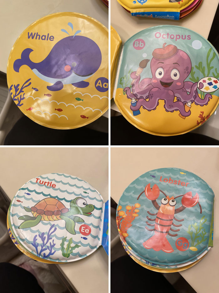 Children's book with animal illustrations like whale, octopus, turtle, and lobster; potential disappointing presents for kids.