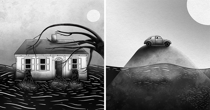 31 Illustrations Exploring The Devastating Impact Of Hurricane Helene Drawn By This Artist