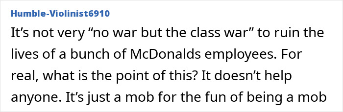 Text discussing McDonald&rsquo;s employees impacted by negative reviews after Luigi Mangione's arrest.