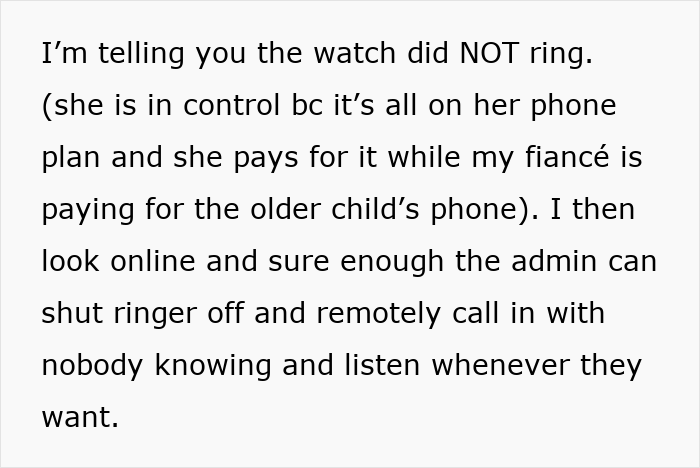 Text explaining how a woman remotely controls a Gizmo watch to spy on her ex-husband. Text explaining how a woman remotely controls a Gizmo watch to spy on her ex-husband.