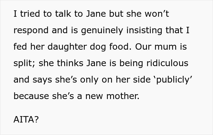 Sister’s Meltdown Leaves Woman Questioning: “AITA For Giving My Niece ‘Dog Food’?” Sister’s Meltdown Leaves Woman Questioning: “AITA For Giving My Niece ‘Dog Food’?”