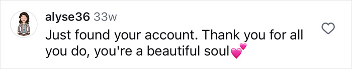 Instagram comment appreciating an inclusive hairdresser for creating a safe space.