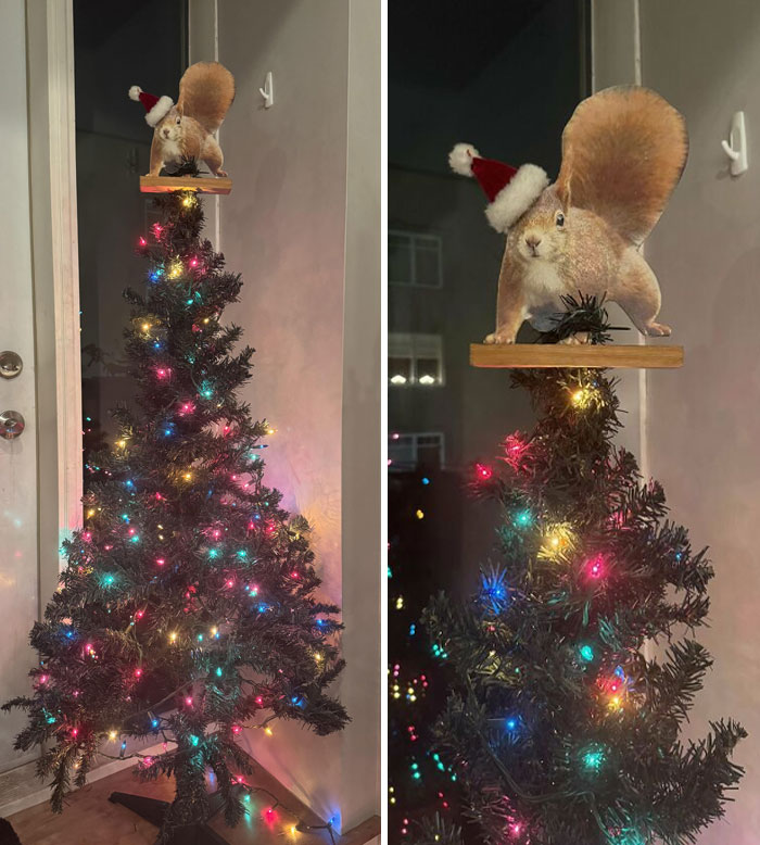 This Squirrel Sits Atop Our Christmas Tree Every Year