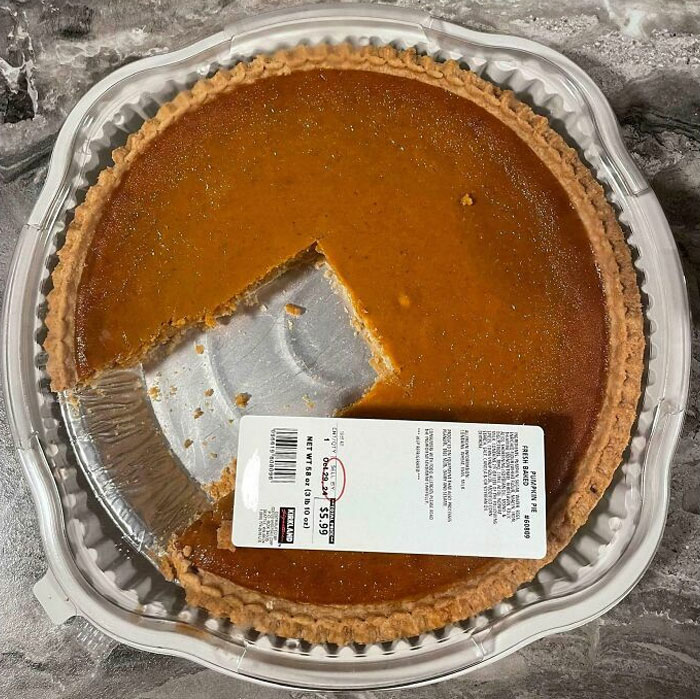 Half-eaten pie with a price tag, illustrating horrible roommates' habits.