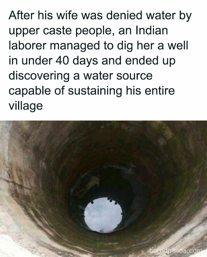A well dug by an Indian laborer, showcasing interesting facts and curiosities about resourcefulness.