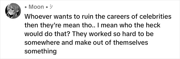 Comment discussing celebrity careers related to the ignore list trend.