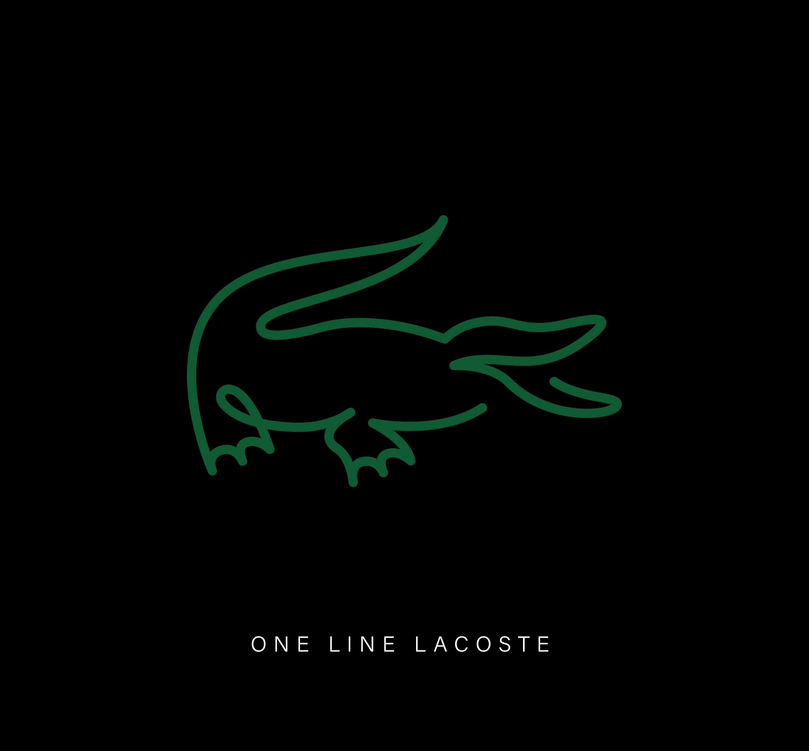 One line drawing of a famous Lacoste logo on a black background.