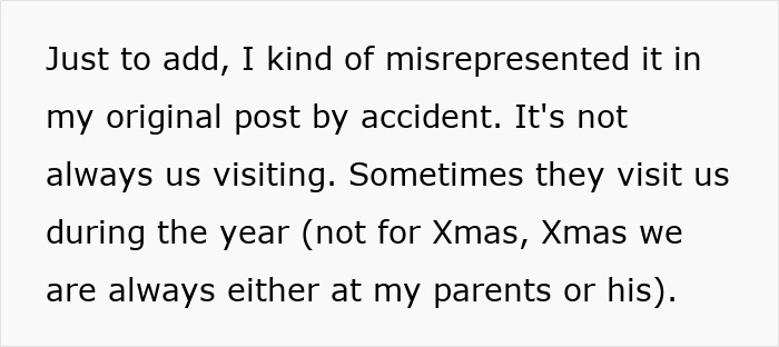 Text discussing visits, misrepresentation, and Christmas location arrangements.