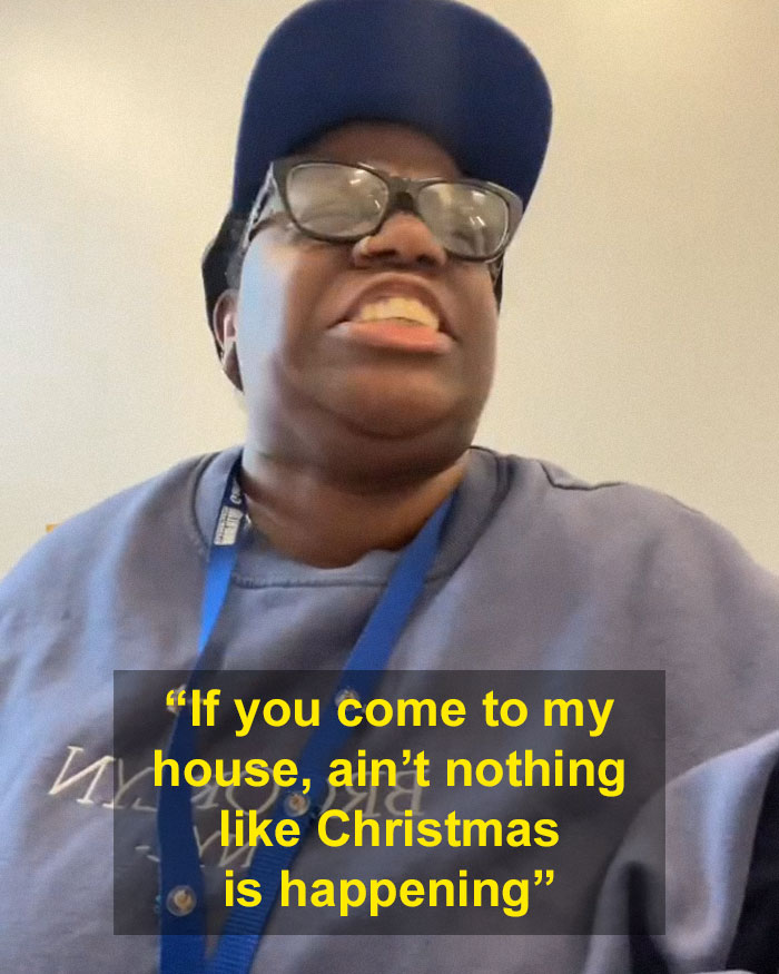 Mom discusses canceling Christmas due to 5-year-old's behavior, wearing a cap and glasses, text overlay about canceled celebration. Mom discusses canceling Christmas due to 5-year-old's behavior, wearing a cap and glasses, text overlay about canceled celebration.