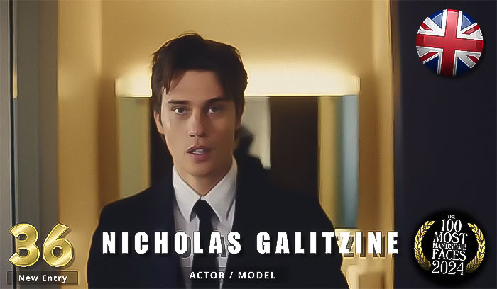 Actor/model ranked as one of the most handsome men of 2024, wearing a suit.