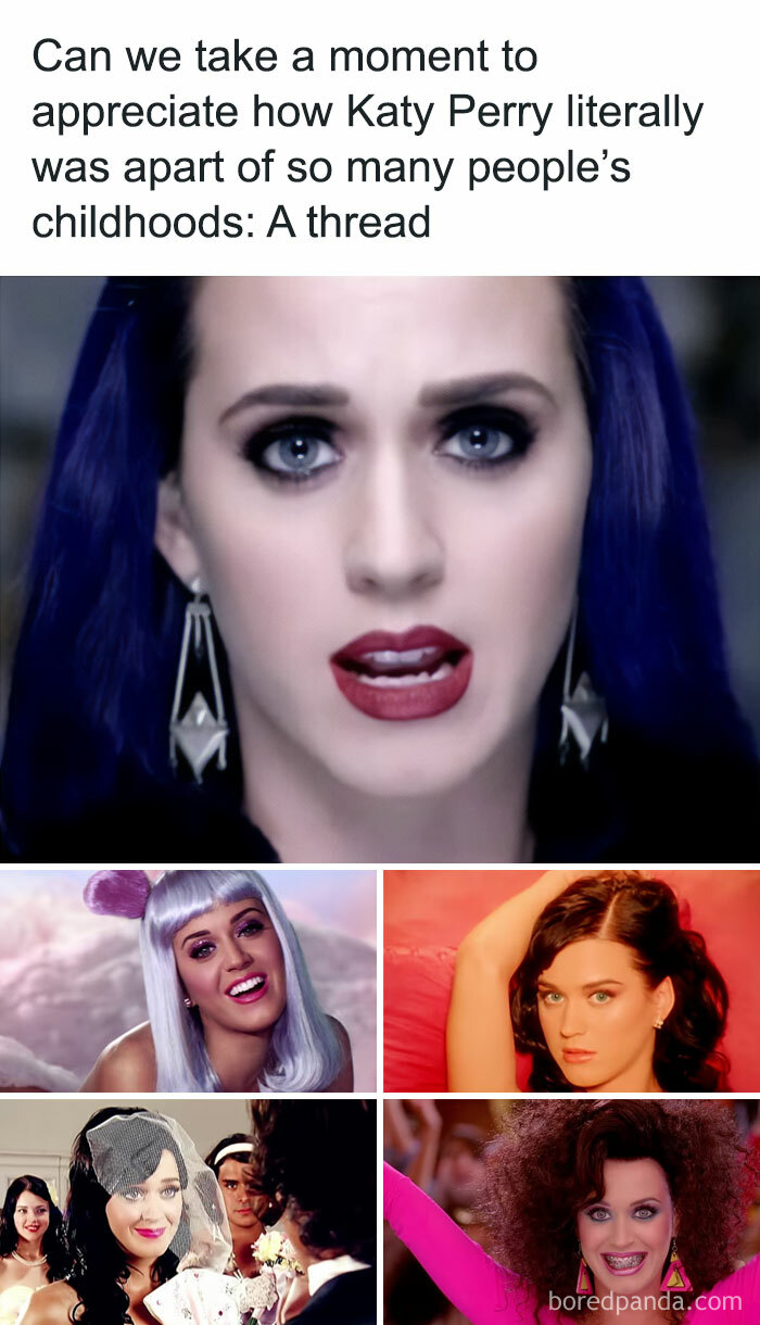 Collage of childhood shows featuring a singer in different vibrant costumes and hairstyles, evoking nostalgia.