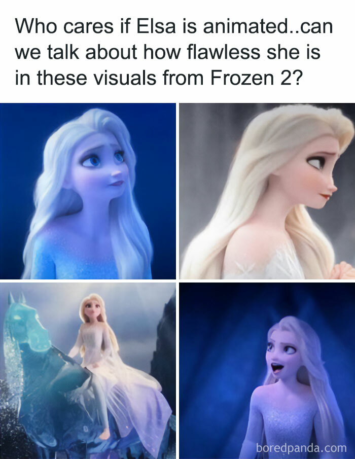 Elsa from Frozen 2, showcasing various expressions and scenes, highlighting nostalgic childhood shows.