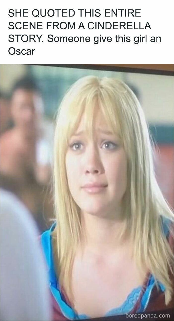 Close-up of a woman with blonde hair in a nostalgic childhood show scene.