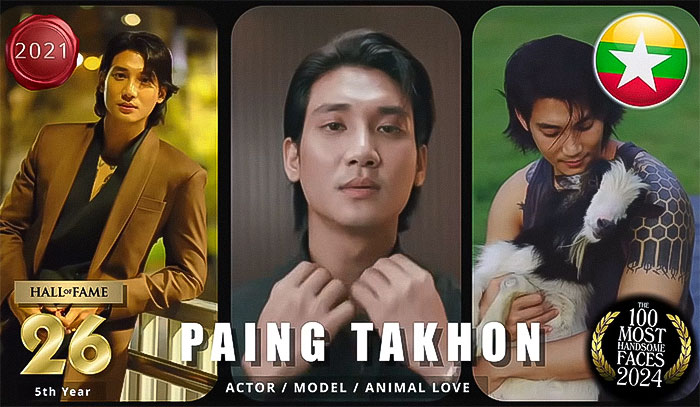 Paing Takhon featured in a collage, recognized by The Independent Critics as one of the most handsome faces of 2024.