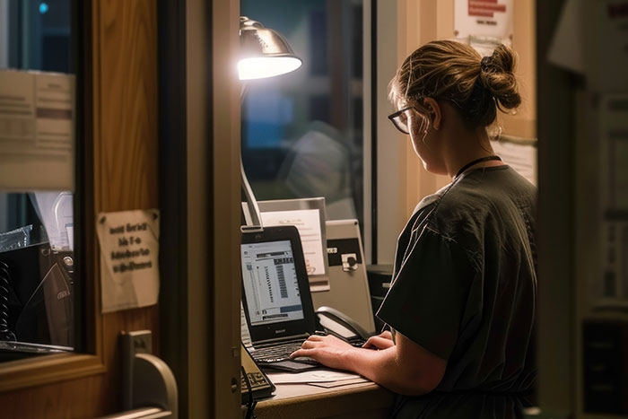 Person working under a lamp at a desk, illustrating jobs with minimal effort.